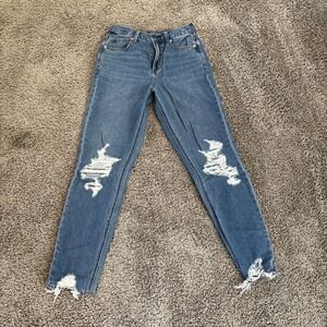 AE American Eagle Mom Straight Jean‎ Distressed women jeans size 0
